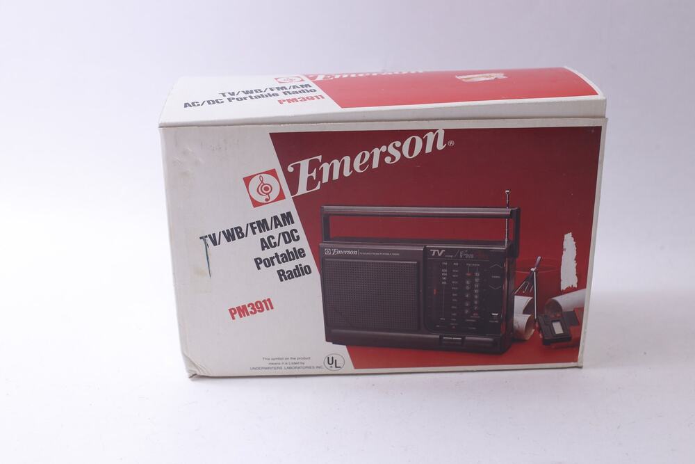 Emerson, Portable Radio, PM3911, Tv Sound, Fm, Am, Black, Top Handle, Vintage,